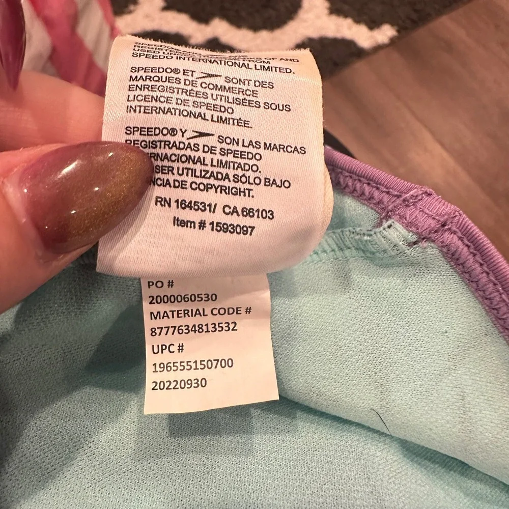 Speedo Girls One Piece Swimsuit Geometric Tie Dye Blue Purple Size Small 7/8